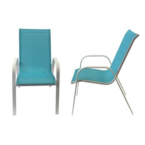 Lot de 4 chaises marbella en textilène bleu - aluminium blanc