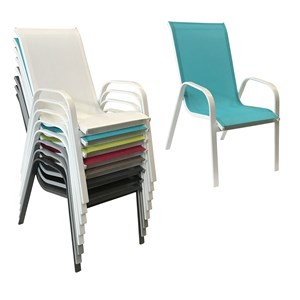 Lot de 4 chaises marbella en textilène bleu - aluminium blanc