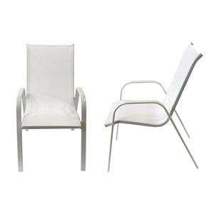 Lot de 4 chaises marbella en textilène blanc - aluminium blanc