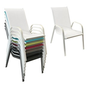 Lot de 4 chaises marbella en textilène blanc - aluminium blanc