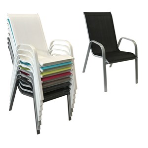 Lot de 4 chaises marbella en textilène noir - aluminium gris
