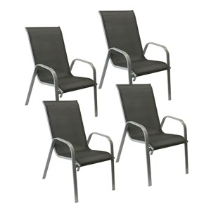 Lot de 4 chaises marbella en textilène gris - aluminium gris