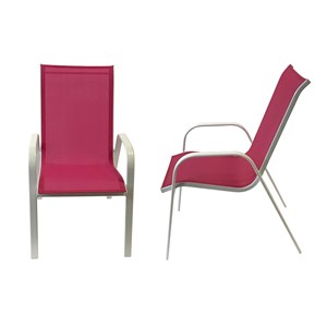 Lot de 4 chaises marbella en textilène rose - aluminium blanc