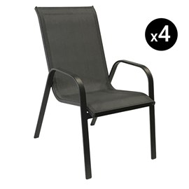 Lot de 4 chaises marbella en textilène gris - aluminium anthracite