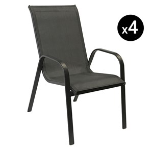 Lot de 4 chaises marbella en textilène gris - aluminium anthracite