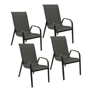 Lot de 4 chaises marbella en textilène gris - aluminium anthracite