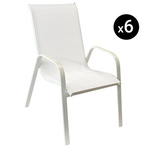 Lot de 6 chaises marbella en textilène blanc - aluminium blanc