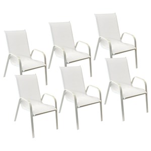 Lot de 6 chaises marbella en textilène blanc - aluminium blanc