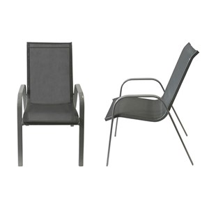 Lot de 6 chaises marbella en textilène gris - aluminium gris