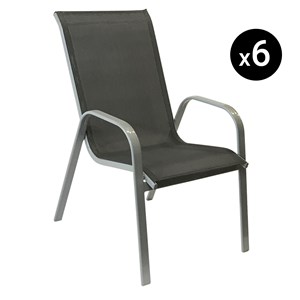 Lot de 6 chaises marbella en textilène gris - aluminium gris
