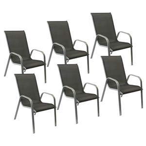 Lot de 6 chaises marbella en textilène gris - aluminium gris