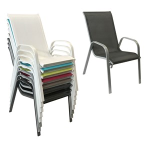 Lot de 6 chaises marbella en textilène gris - aluminium gris