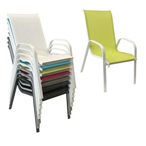 Lot de 6 chaises marbella en textilène vert - aluminium blanc