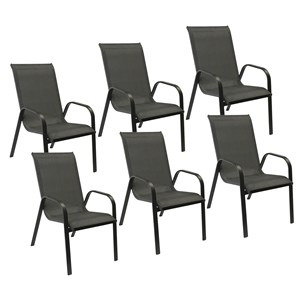 Lot de 6 chaises marbella en textilène gris - aluminium anthracite