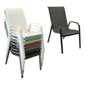Lot de 6 chaises marbella en textilène gris - aluminium anthracite