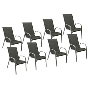 Lot de 8 chaises marbella en textilène gris - aluminium gris
