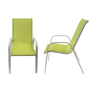 Lot de 8 chaises marbella en textilène vert - aluminium blanc