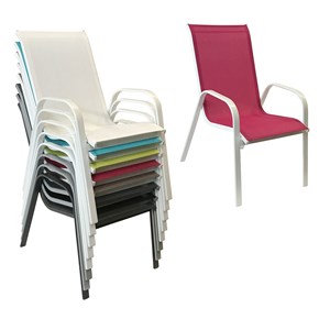 Lot de 8 chaises marbella en textilène rose - aluminium blanc