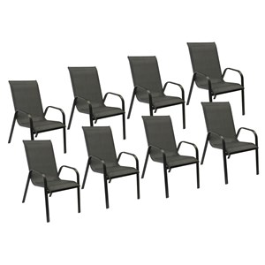 Lot de 8 chaises marbella en textilène gris - aluminium anthracite