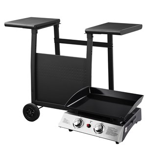Plancha au gaz mala - 2 brûleurs 5kw + chariot