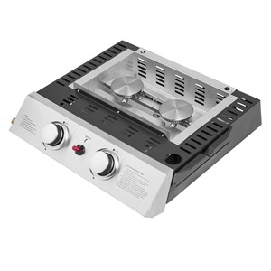 Plancha au gaz mala - 2 brûleurs 5kw + chariot