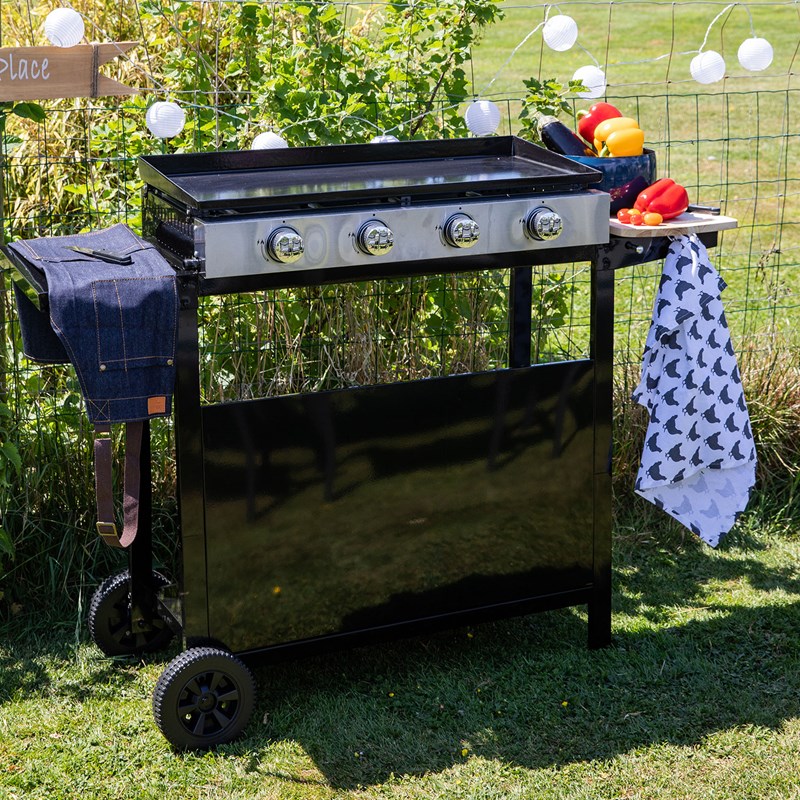 Happy Garden - Plancha au gaz mérida 4 brûleurs + chariot