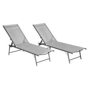 Lot de 2 bains de soleil pliants sicilia textilène gris - structure anthracite