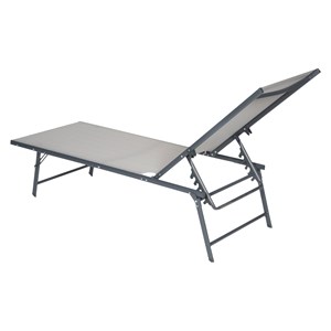 Lot de 2 bains de soleil pliants sicilia textilène gris - structure anthracite