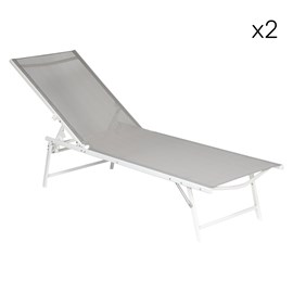 Lot de 2 bains de soleil pliants sicilia en textilène gris