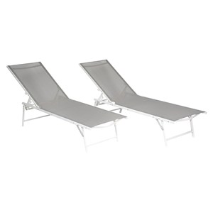 Lot de 2 bains de soleil pliants sicilia en textilène gris