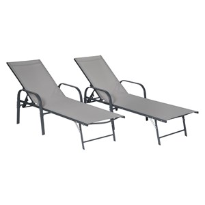 Lot de 2 bains de soleil sardinia en textilène gris struct. Anthracite