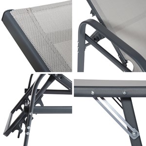 Lot de 2 bains de soleil sardinia en textilène gris struct. Anthracite