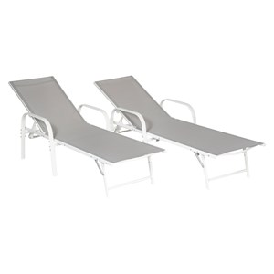 Lot de 2 bains de soleil sardinia en textilène gris struct. Blanche