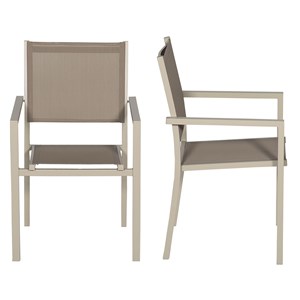 Lot de 4 chaises en aluminium taupe - textilène taupe