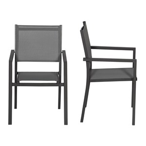 Lot de 8 chaises en aluminium anthracite - textilène gris