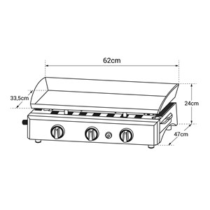 Plancha au gaz séville - 3 brûleurs 7,5kw