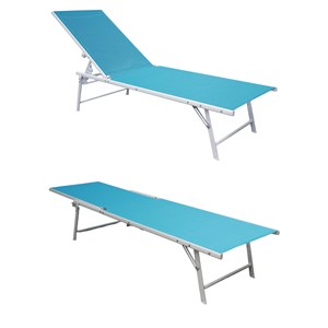 Lot de 2 bains de soleil pliants sicilia en textilène bleu
