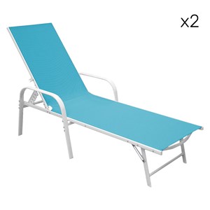 Lot de 2 bains de soleil sardinia en textilène gris struct. Blanche