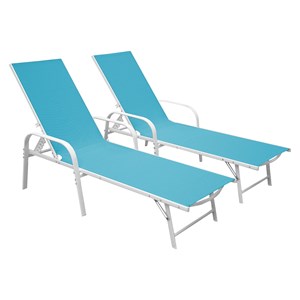 Lot de 2 bains de soleil sardinia en textilène gris struct. Blanche