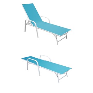 Lot de 2 bains de soleil sardinia en textilène gris struct. Blanche