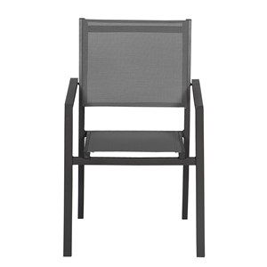 Lot de 10 chaises en aluminium anthracite - textilène gris