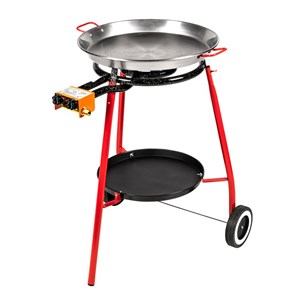 Paellera à gaz valencia, 2 brûleurs, sur chariot