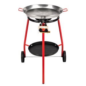 Paellera à gaz valencia, 2 brûleurs, sur chariot