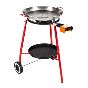 Paellera à gaz valencia, 2 brûleurs, sur chariot