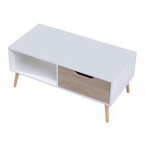 Table basse avec tiroir style scandinave blanche freja