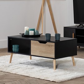 Table basse avec tiroir style scandinave noire freja