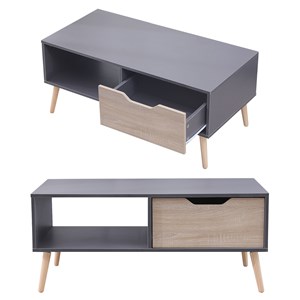Table basse avec tiroir style scandinave grise freja
