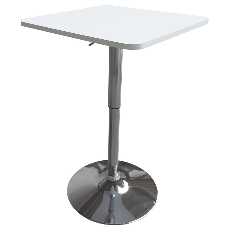 Table de bar carrée blanche et chrome luke
