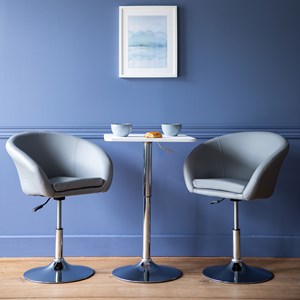 Table de bar carrée blanche et chrome luke