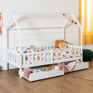 Lot de 2 tiroirs de rangement blancs pour lit